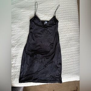 Divided Black Sparkly Slip Dress